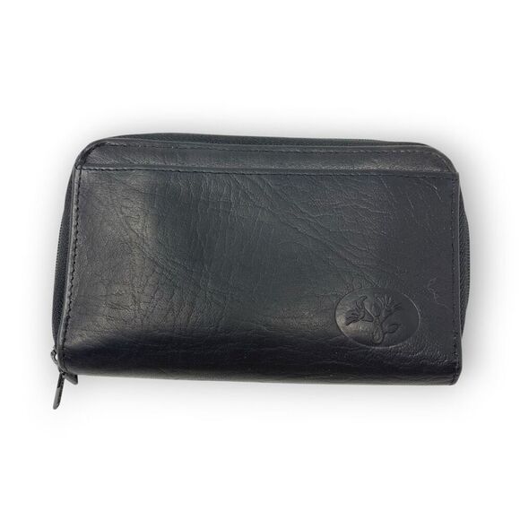 Buxton Handbags - Buxton RFID Julia Heiress Double Zip Around Leather Wallet Black